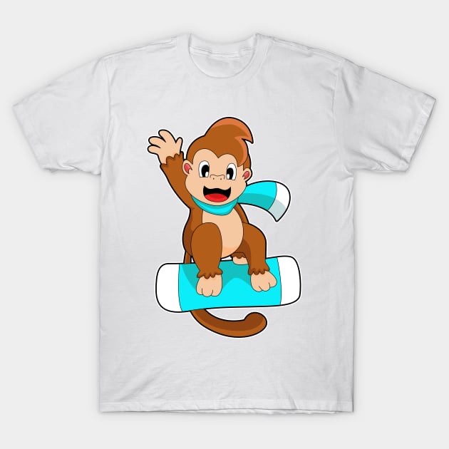 Monkey Snowboard Winter sports T-Shirt by Markus Schnabel